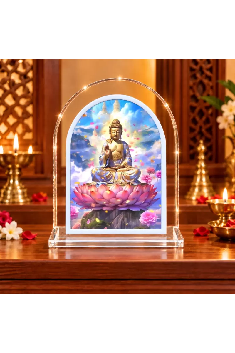 Buddha L Shape Acrylic Showpiece 3 X 3.5 Inch For Home, Office And Car (F176234)