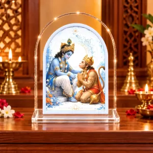 Lord Krishna And Hanuman L Shape Acrylic Showpiece 3 X 3.5 Inch For Home, Office And Car (F176239) Lord Krishna And Hanuman L Shape Acrylic Showpiece 3 X 3.5 Inch For Home, Office And Car (F176239)