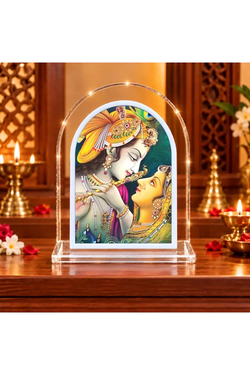 Radha Krishna L Shape Acrylic Showpiece 3 X 3.5 Inch For Home, Office And Car (F176243)