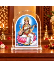 Goddess Saraswati L Shape Acrylic Showpiece 3 X 3.5 Inch For Home, Office And Car (F176244)