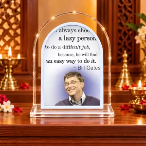 Bill Gates L Shape Acrylic Showpiece 3 X 3.5 Inch For Home, Office And Car (F176249)