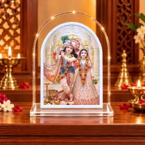 Radha Krishna L Shape Acrylic Showpiece 3 X 3.5 Inch For Home, Office And Car (F176251)