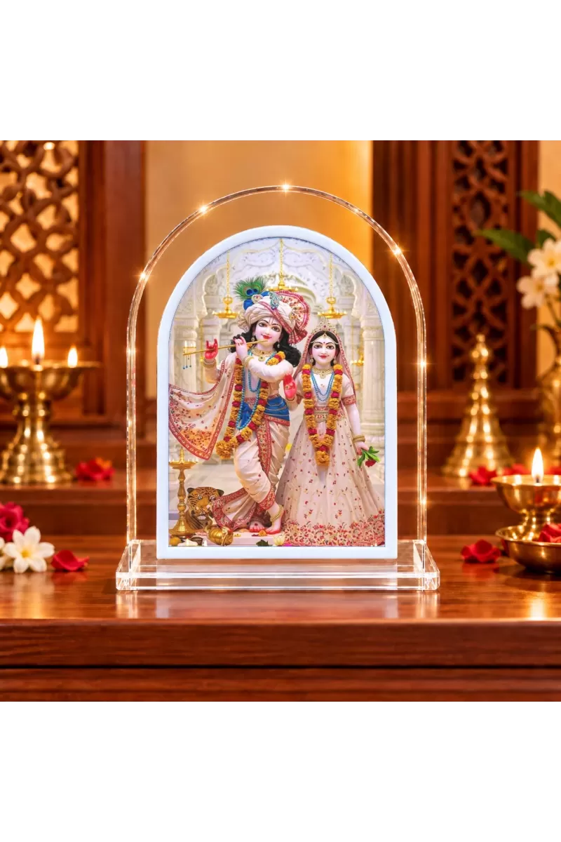 Radha Krishna L Shape Acrylic Showpiece 3 X 3.5 Inch For Home, Office And Car (F176251)