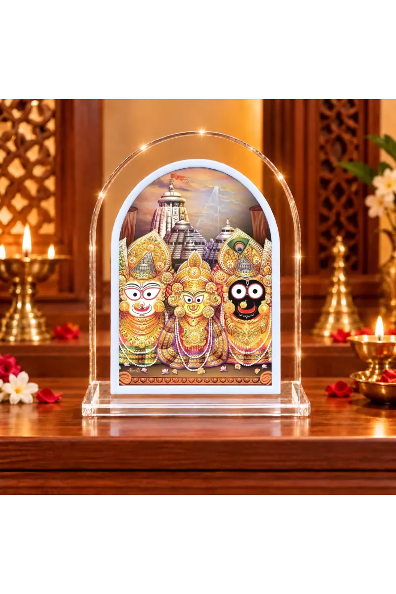 Lord Jagannath L Shape Acrylic Showpiece 3 X 3.5 Inch For Home, Office And Car (F176257)