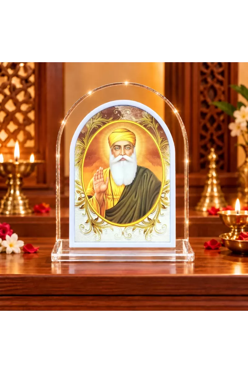 Guru Nanak Dev Ji L Shape Acrylic Showpiece 3 X 3.5 Inch For Home, Office And Car (F176260)