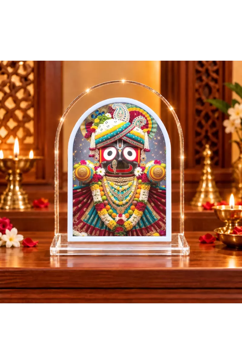 Lord Jagannath L Shape Acrylic Showpiece 3 X 3.5 Inch For Home, Office And Car (F176261)