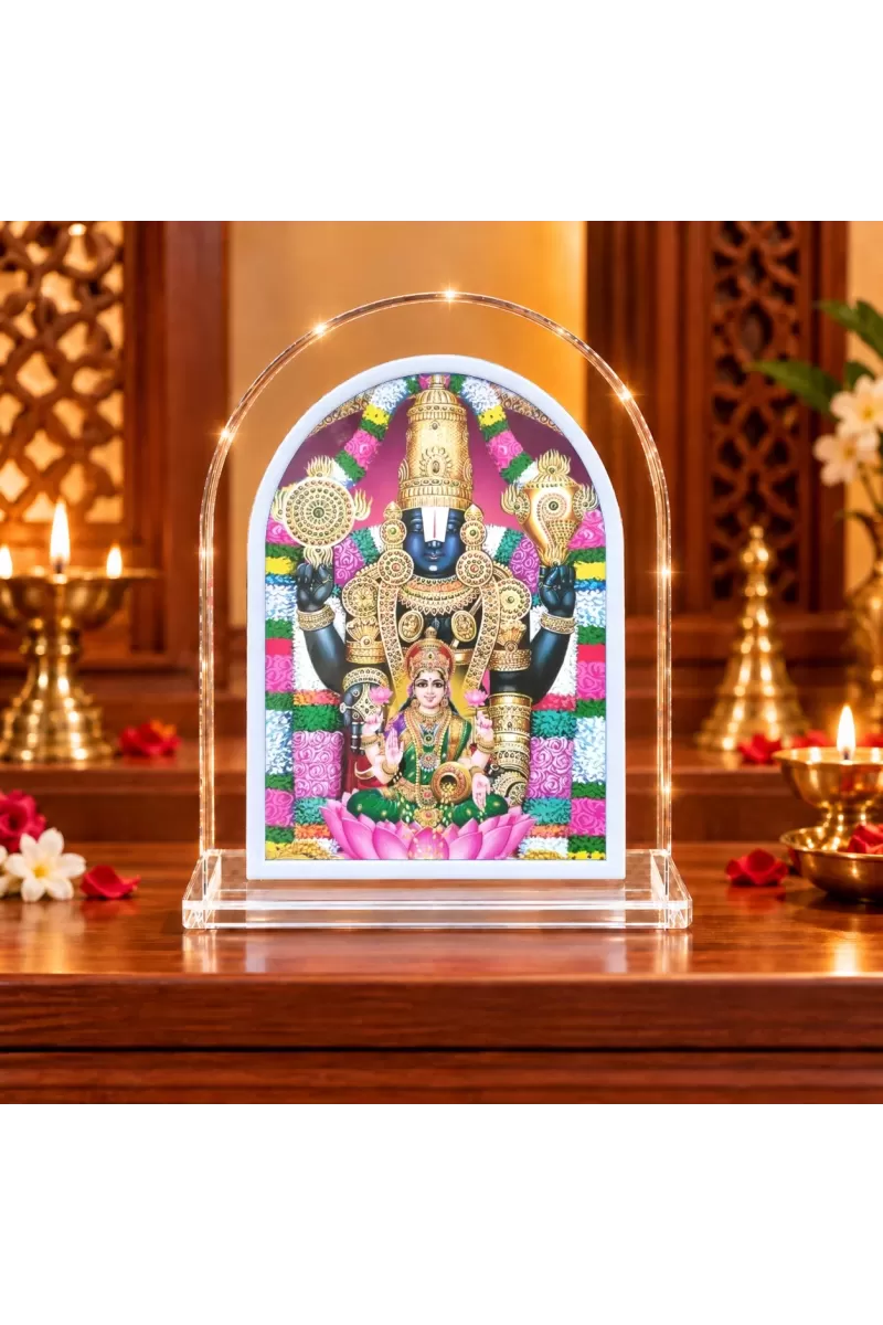 Lord Venkateswara Swamy L Shape Acrylic Showpiece 3 X 3.5 Inch For Home, Office And Car (F176262)