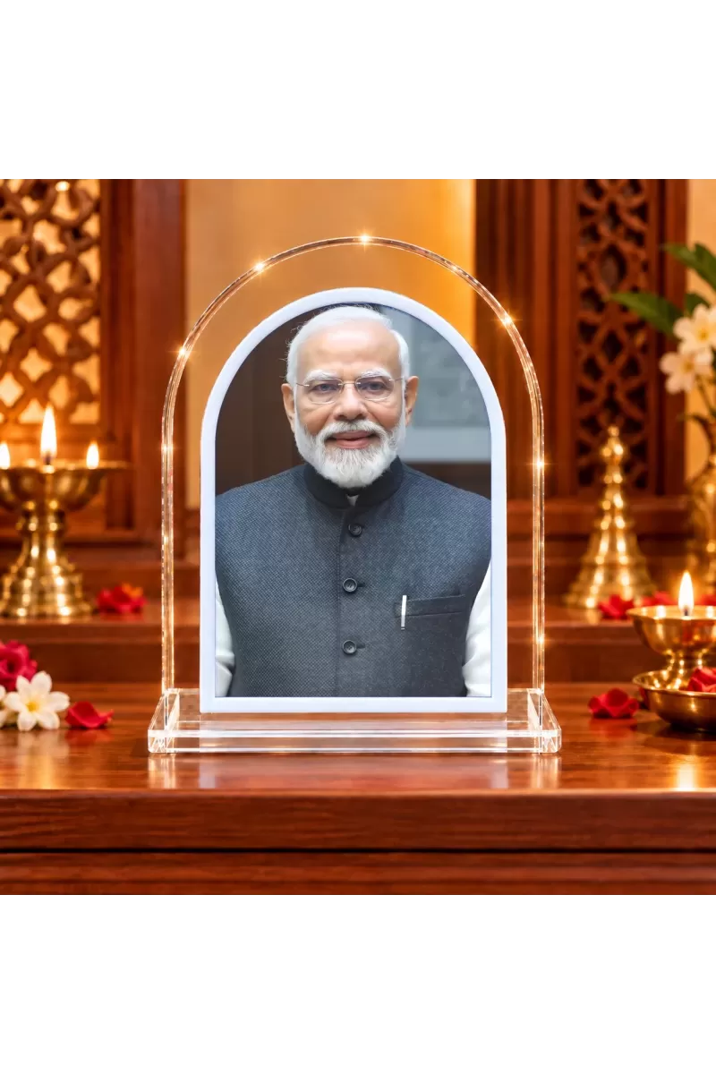 Narendra Modi L Shape Acrylic Showpiece 3 X 3.5 Inch For Home, Office And Car (F176264)