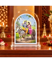 Radha Krishna L Shape Acrylic Showpiece 3 X 3.5 Inch For Home, Office And Car (F176265)