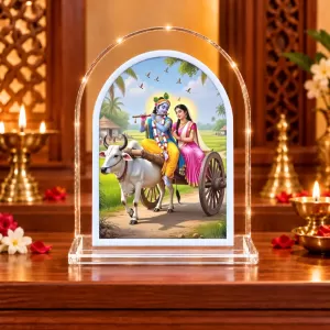 Radha Krishna L Shape Acrylic Showpiece 3 X 3.5 Inch For Home, Office And Car (F176265)