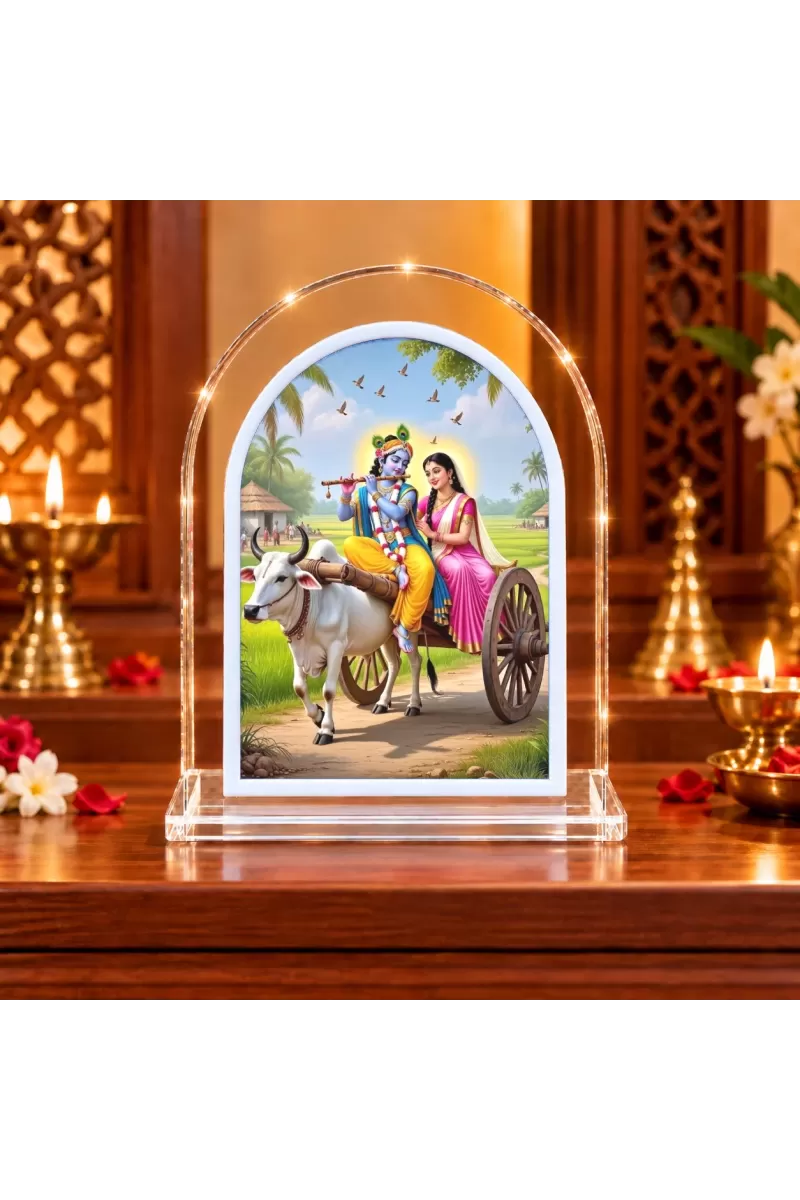 Radha Krishna L Shape Acrylic Showpiece 3 X 3.5 Inch For Home, Office And Car (F176265)