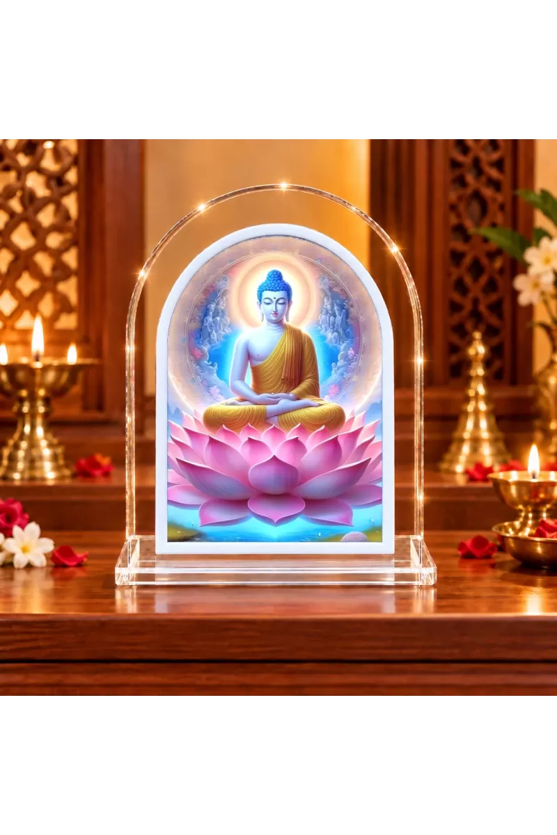 Buddha L Shape Acrylic Showpiece 3 X 3.5 Inch For Home, Office And Car (F176267)