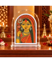 Durga Maa L Shape Acrylic Showpiece 3 X 3.5 Inch For Home, Office And Car (F176269)