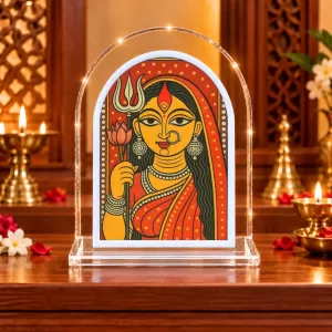 Durga Maa L Shape Acrylic Showpiece 3 X 3.5 Inch For Home, Office And Car (F176269)