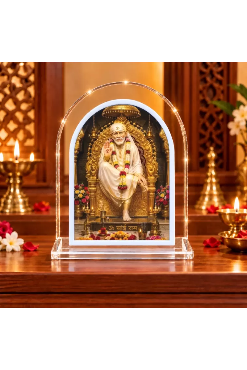 Shirdi Sai Baba L Shape Acrylic Showpiece 3 X 3.5 Inch For Home, Office And Car (F176272)
