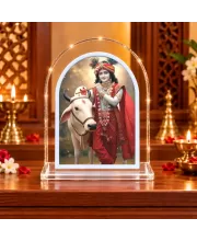 Lord Krishna L Shape Acrylic Showpiece 3 X 3.5 Inch For Home, Office And Car (F176274)