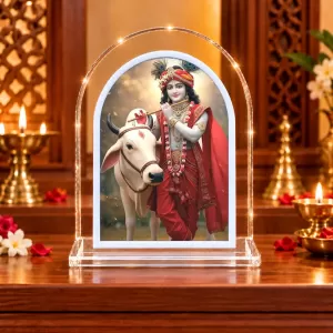 Lord Krishna L Shape Acrylic Showpiece 3 X 3.5 Inch For Home, Office And Car (F176274)