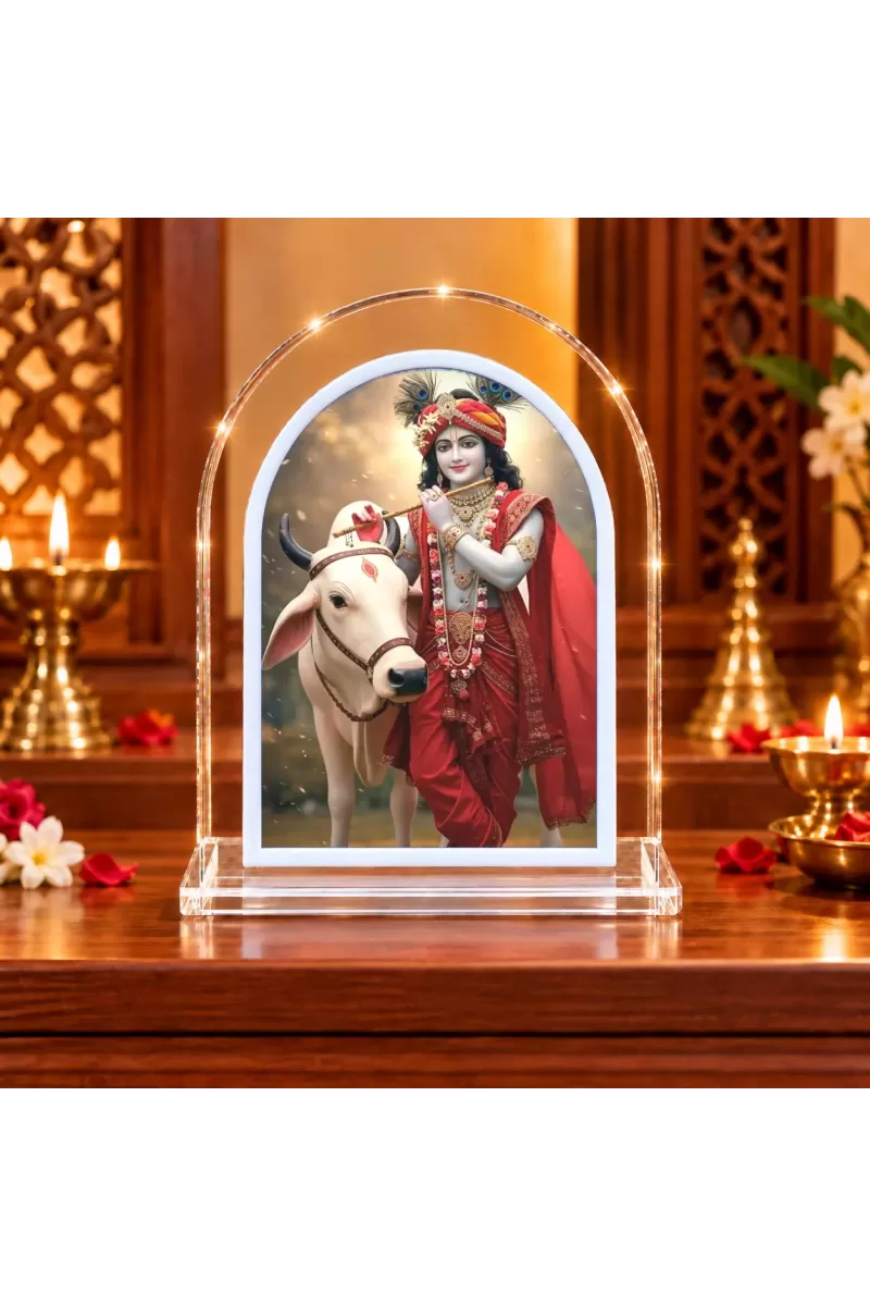 Lord Krishna L Shape Acrylic Showpiece 3 X 3.5 Inch For Home, Office And Car (F176274)