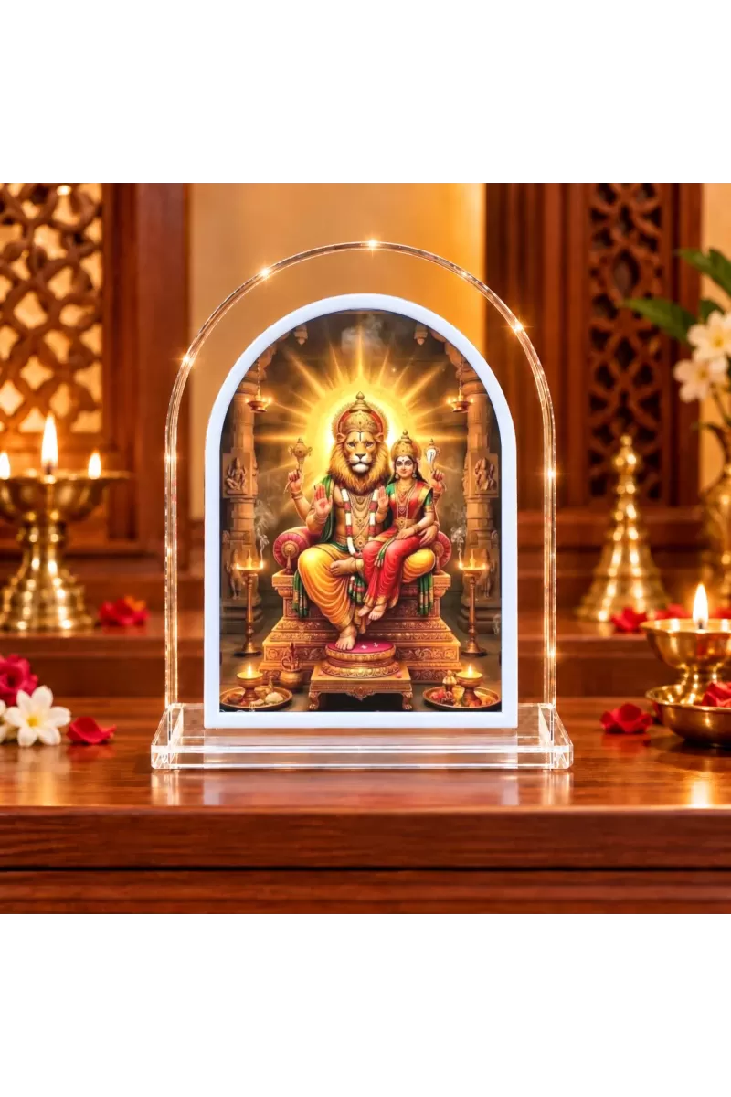 Lakshmi Narasimha L Shape Acrylic Showpiece 3 X 3.5 Inch For Home, Office And Car (F176277)