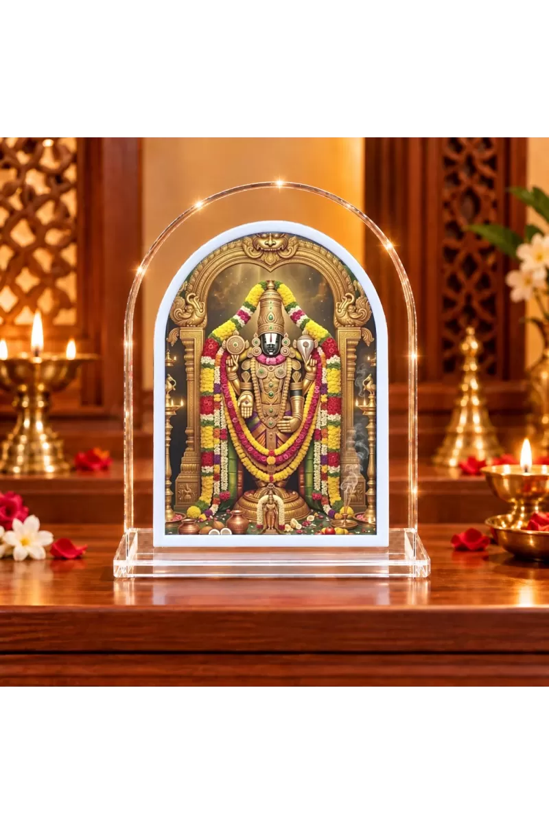 Lord Venkateswara L Shape Acrylic Showpiece 3 X 3.5 Inch For Home, Office And Car (F176281)