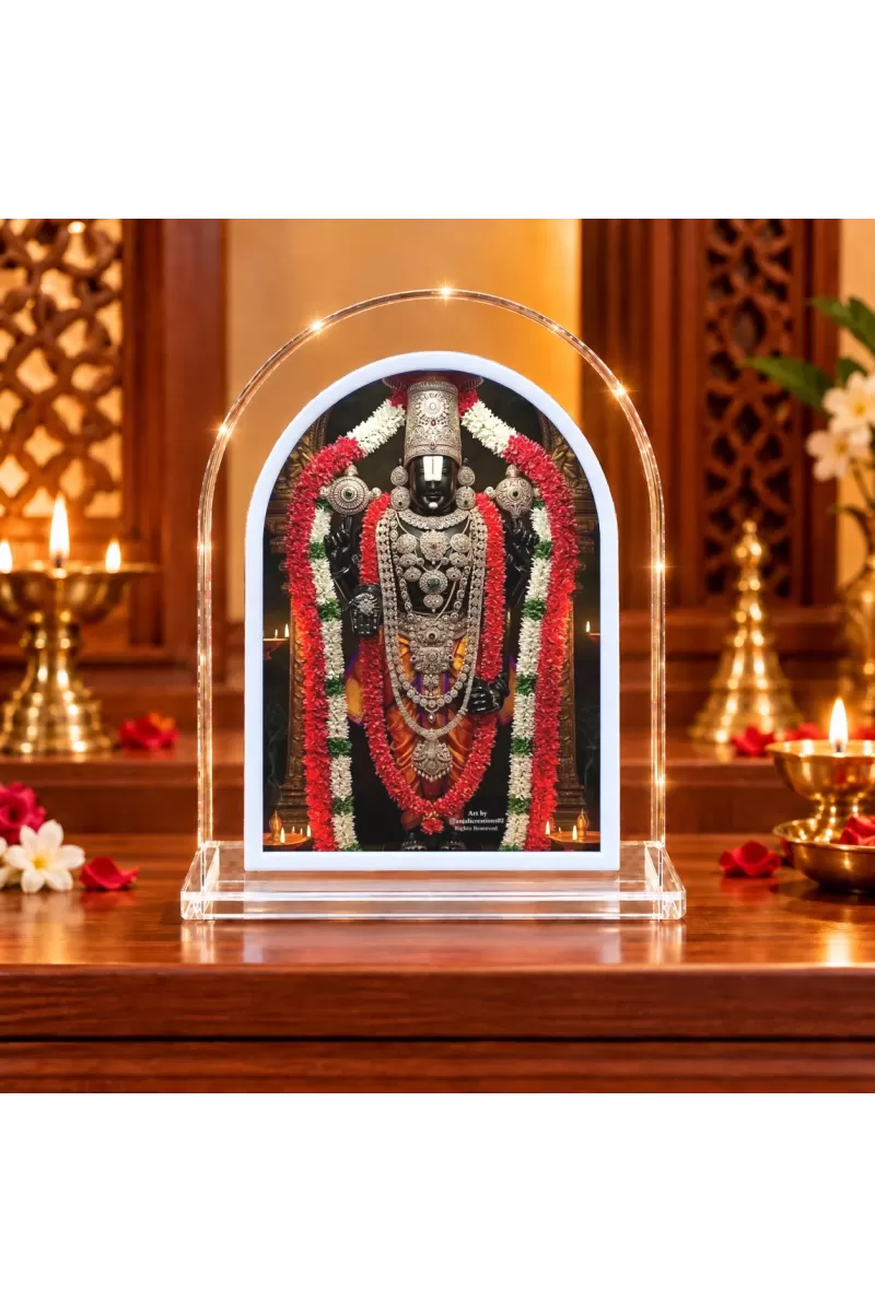 Lord Venkateswara L Shape Acrylic Showpiece 3 X 3.5 Inch For Home, Office And Car (F176282)