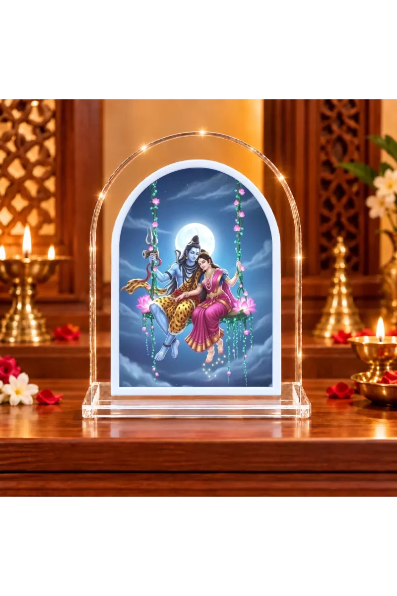 Shiva Parvati L Shape Acrylic Showpiece 3 X 3.5 Inch For Home, Office And Car (F176283)