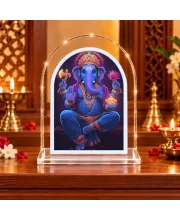 Lord Ganesha L Shape Acrylic Showpiece 3 X 3.5 Inch For Home, Office And Car (F176292)