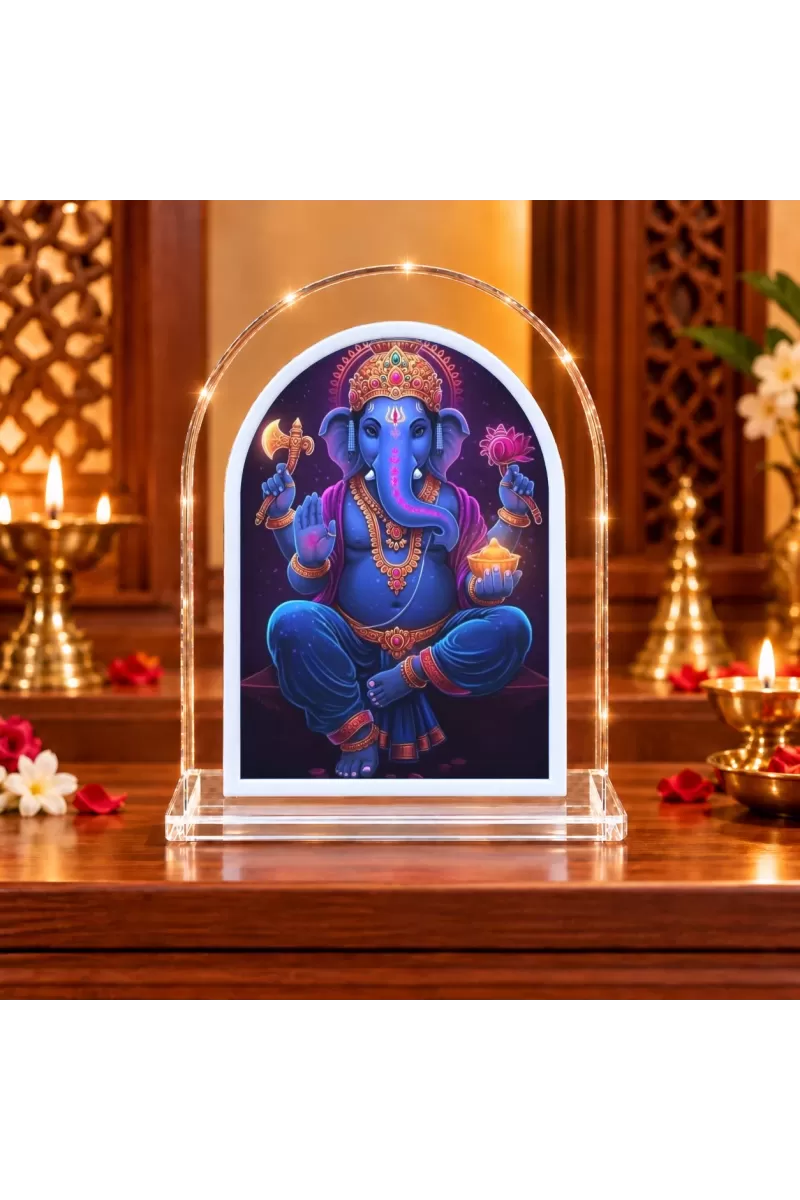 Lord Ganesha L Shape Acrylic Showpiece 3 X 3.5 Inch For Home, Office And Car (F176292)