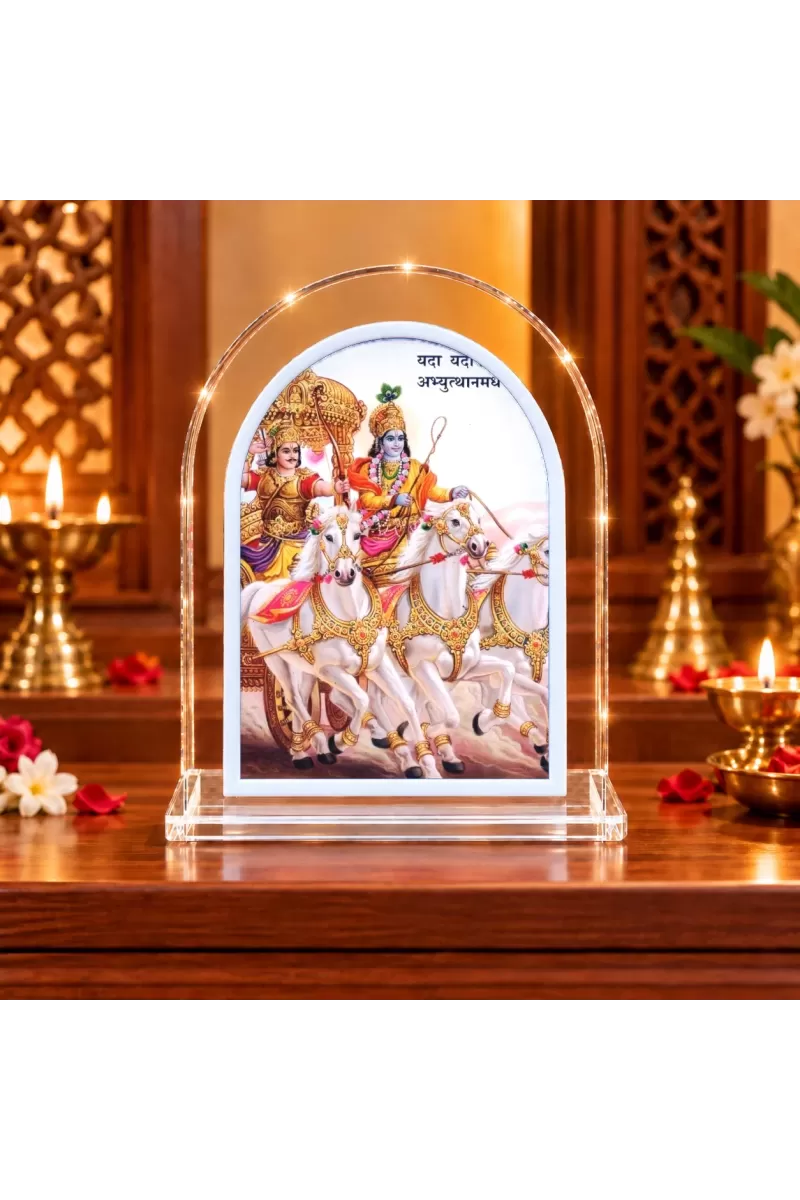 Lord Krishna L Shape Acrylic Showpiece 3 X 3.5 Inch For Home, Office And Car (F176296)