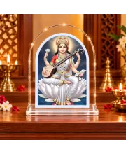Goddess Saraswati L Shape Acrylic Showpiece 3 X 3.5 Inch For Home, Office And Car (F176297)