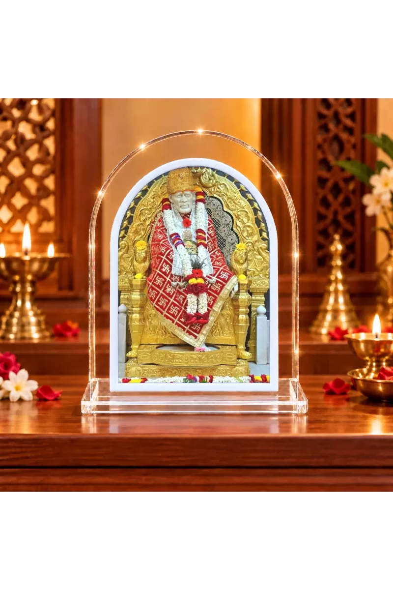 Shirdi Sai Baba L Shape Acrylic Showpiece 3 X 3.5 Inch For Home, Office And Car (F176301)