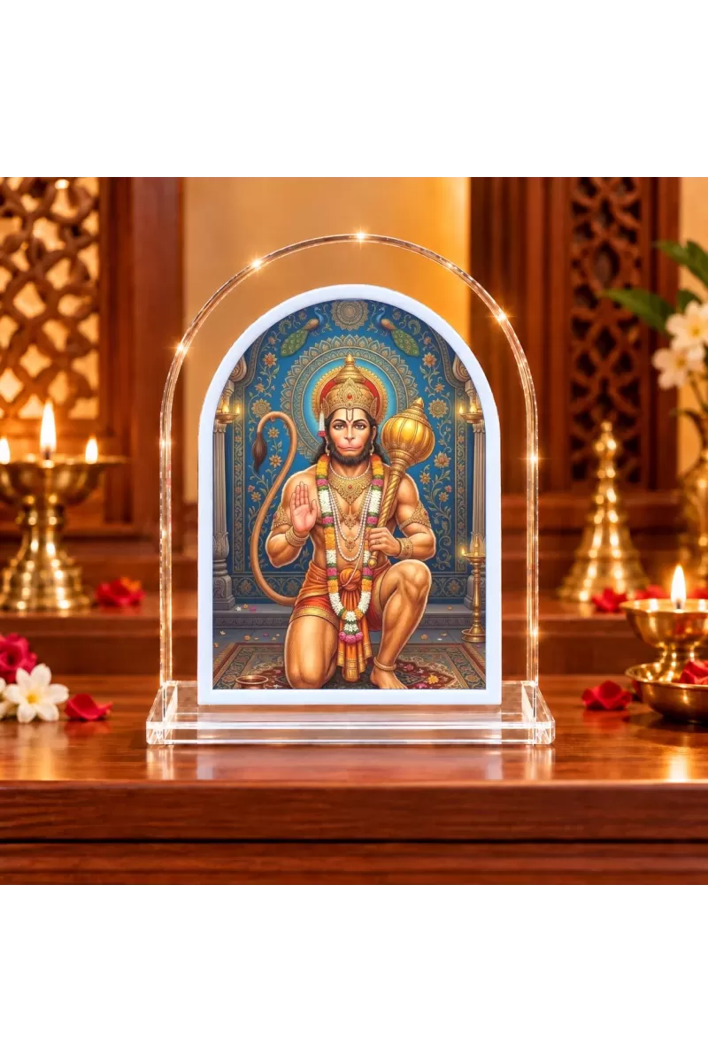 Hanuman L Shape Acrylic Showpiece 3 X 3.5 Inch For Home, Office And Car (F176302)