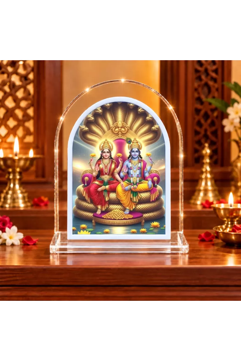 Lakshmi Narayan L Shape Acrylic Showpiece 3 X 3.5 Inch For Home, Office And Car (F176304)