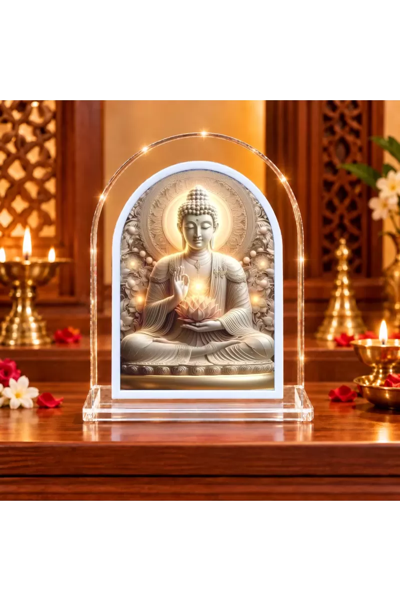 Buddha L Shape Acrylic Showpiece 3 X 3.5 Inch For Home, Office And Car (F176312)