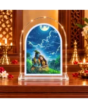 Radha Krishna L Shape Acrylic Showpiece 3 X 3.5 Inch For Home, Office And Car (F176319)