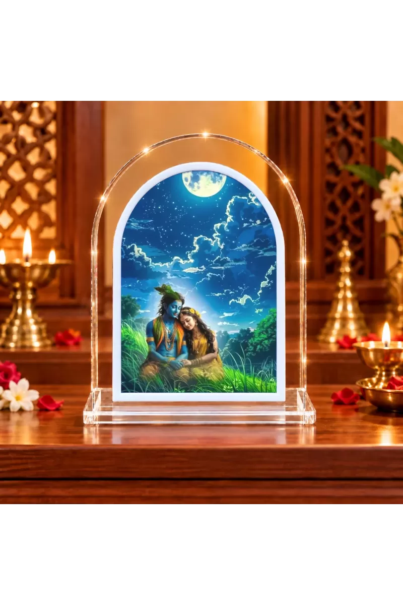 Radha Krishna L Shape Acrylic Showpiece 3 X 3.5 Inch For Home, Office And Car (F176319)