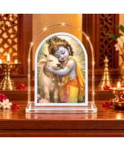 Lord Krishna L Shape Acrylic Showpiece 3 X 3.5 Inch For Home, Office And Car (F176321)