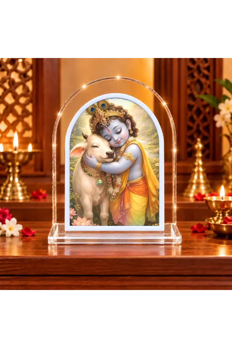 Lord Krishna L Shape Acrylic Showpiece 3 X 3.5 Inch For Home, Office And Car (F176321)