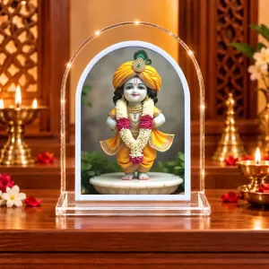 Lord Krishna L Shape Acrylic Showpiece 3 X 3.5 Inch For Home, Office And Car (F176322)
