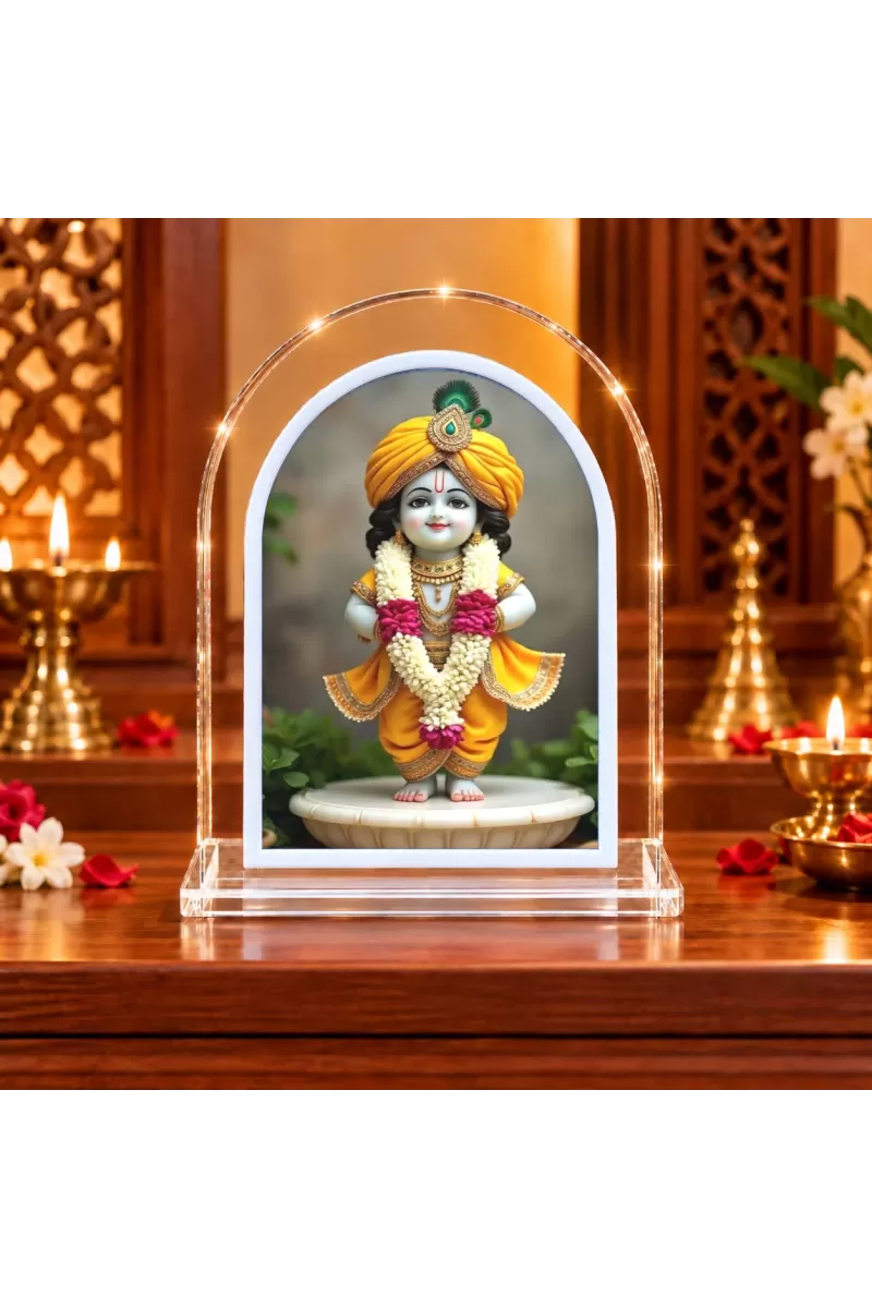 Lord Krishna L Shape Acrylic Showpiece 3 X 3.5 Inch For Home, Office And Car (F176322)