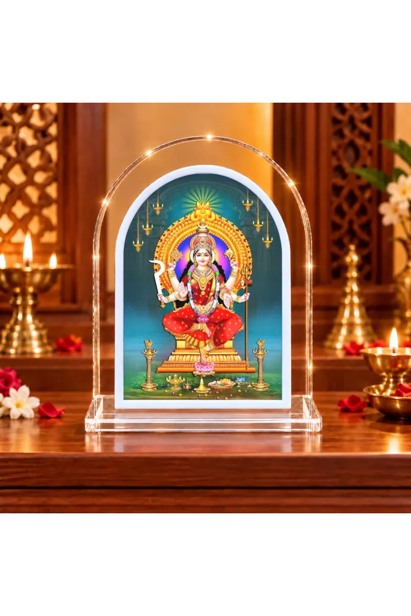 Goddess Durga L Shape Acrylic Showpiece 3 X 3.5 Inch For Home, Office And Car (F176323)