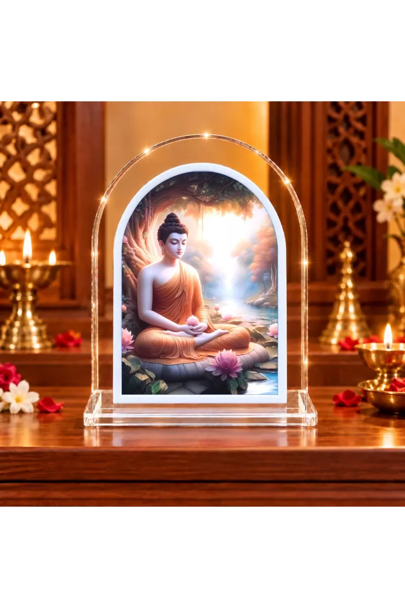 Buddha L Shape Acrylic Showpiece 3 X 3.5 Inch For Home, Office And Car (F176326)