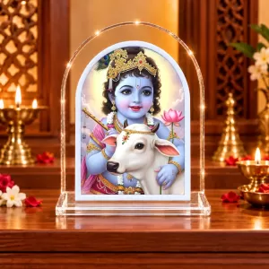 Lord Krishna L Shape Acrylic Showpiece 3 X 3.5 Inch For Home, Office And Car (F176327)