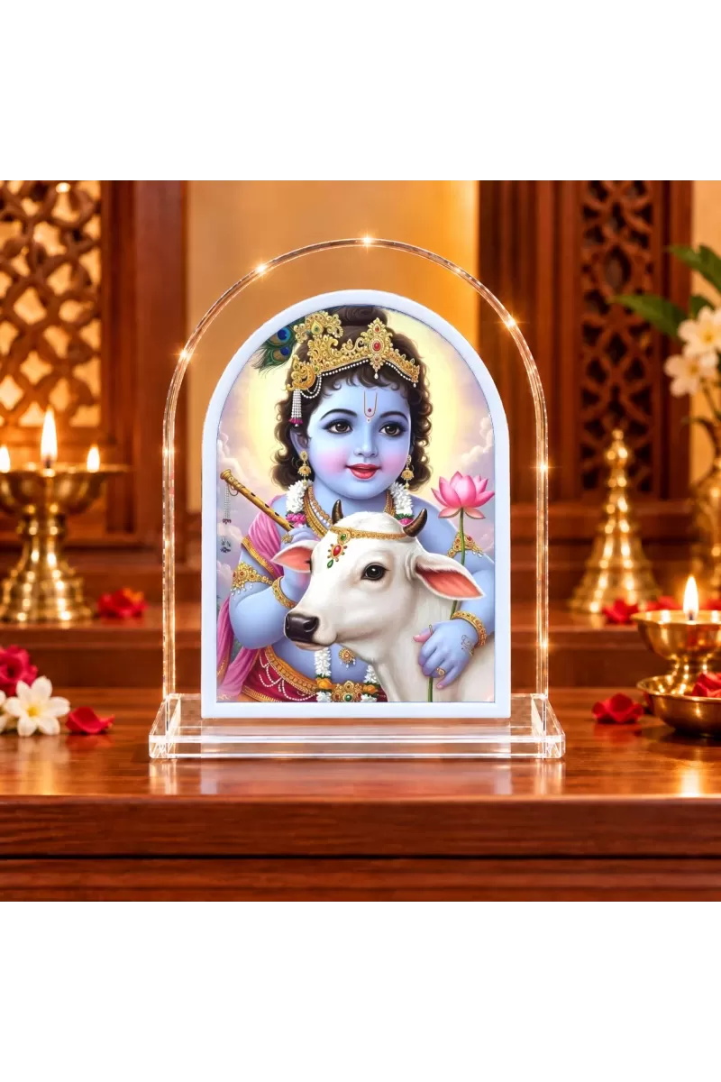 Lord Krishna L Shape Acrylic Showpiece 3 X 3.5 Inch For Home, Office And Car (F176327)