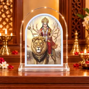 Durga Maa L Shape Acrylic Showpiece 3 X 3.5 Inch For Home, Office And Car (F176328)