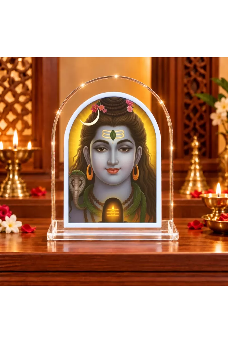 Lord Shiva L Shape Acrylic Showpiece 3 X 3.5 Inch For Home, Office And Car (F176331)
