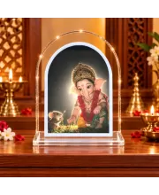 Lord Ganesha L Shape Acrylic Showpiece 3 X 3.5 Inch For Home, Office And Car (F176336)