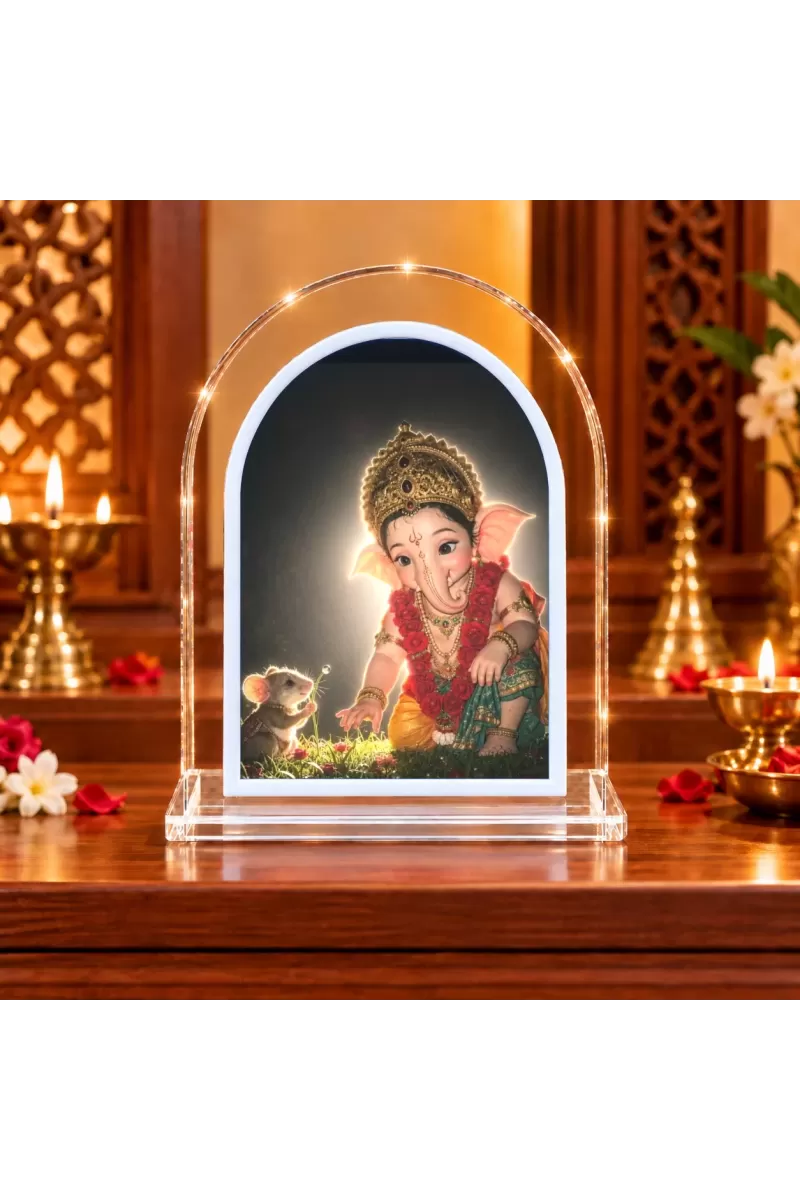 Lord Ganesha L Shape Acrylic Showpiece 3 X 3.5 Inch For Home, Office And Car (F176336)