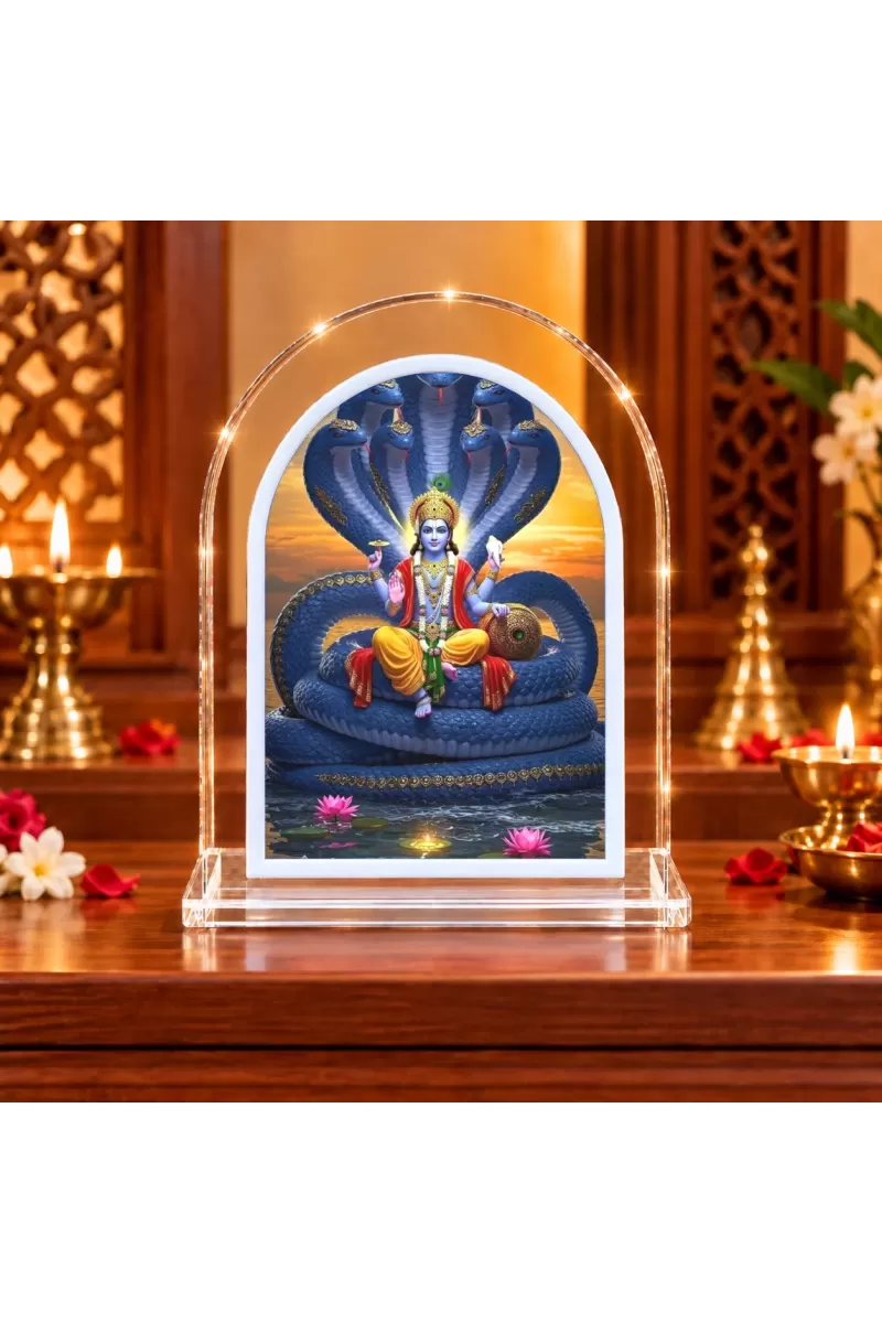 Lord Vishnu L Shape Acrylic Showpiece 3 X 3.5 Inch For Home, Office And Car (F176338)