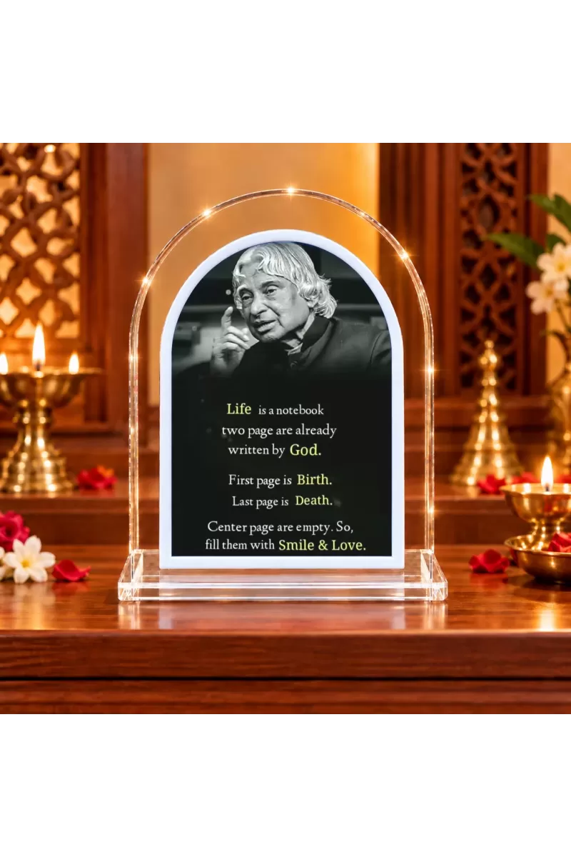 A. P. J. Abdul Kalam L Shape Acrylic Showpiece 3 X 3.5 Inch For Home, Office And Car (F176343)